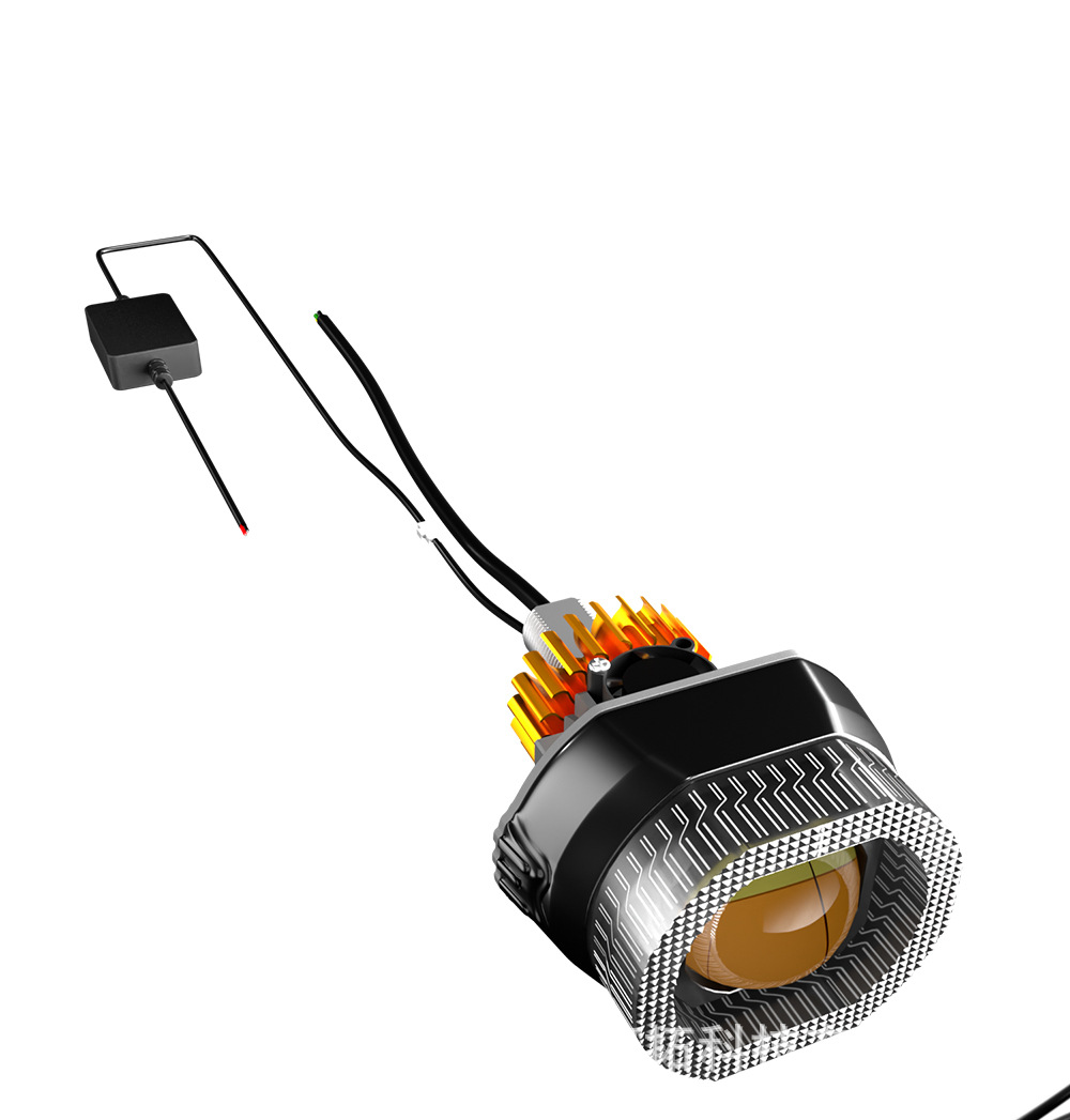 New cross-border model 3inch motorcycle headlight with fan, demon eye front light, angel eye, and colorful aperture