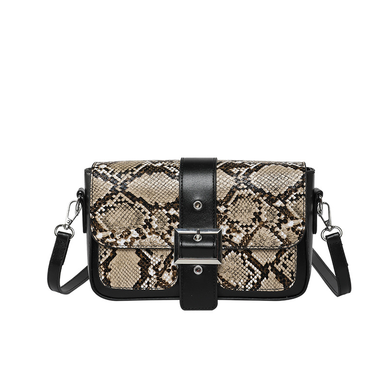 Bolsos pequeños con textura transfronteriza 2025 primavera nuevo bolso femenino bolso de hombro con estampado de piel de serpiente personalizado bolso de mensajero de color de contraste retro