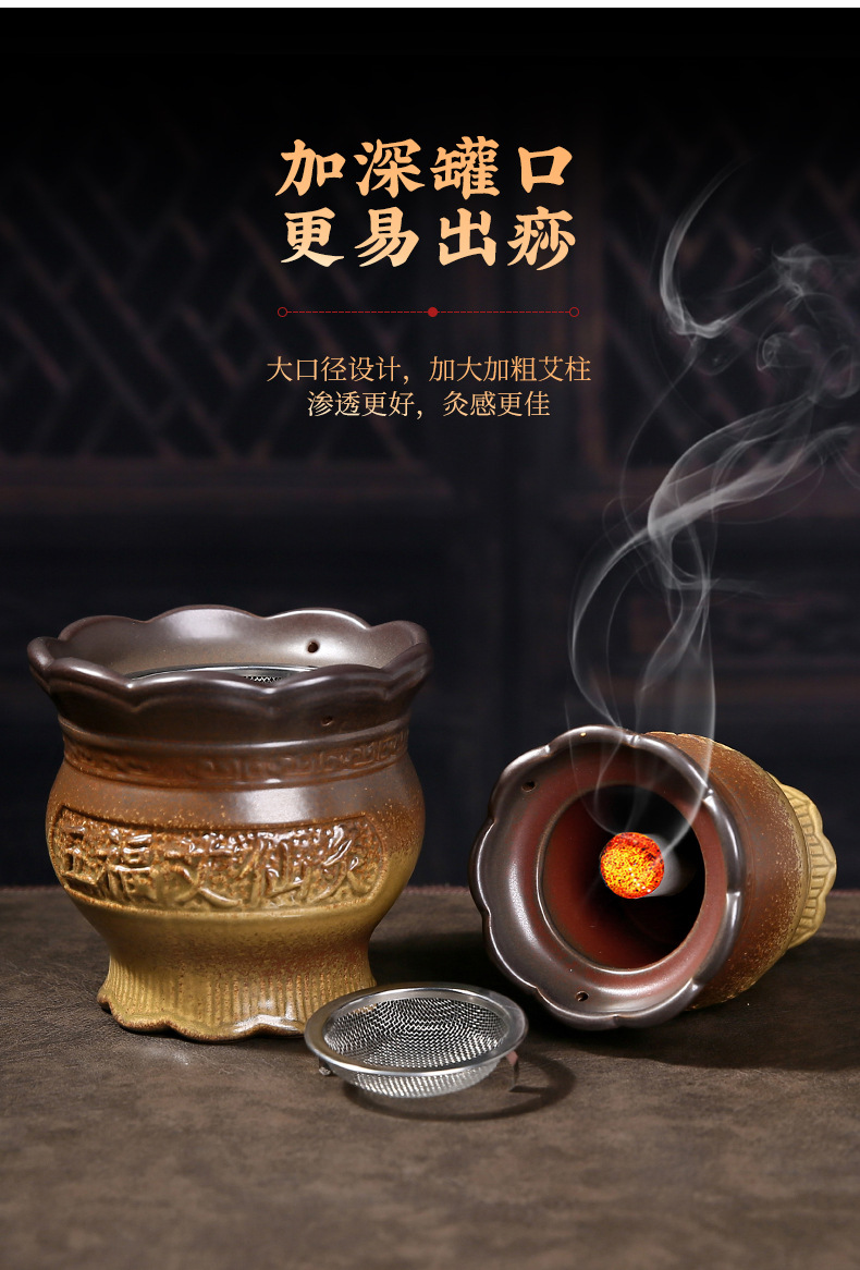 Ceramic Fire Dragon Cup Moxibustion Tool Medium Size with Cloth Cover for TCM Warm Therapy quality and texture