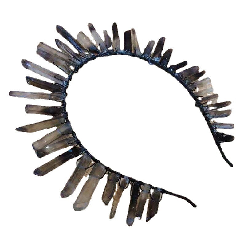 Diadema de cristal blanco natural tipo corona, joyería nupcial elegante, estilo europeo y americano, venta caliente.