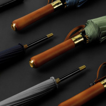 16骨实木柄高尔夫伞英伦男士雨伞商务礼品伞定制logo加大加厚伞骨