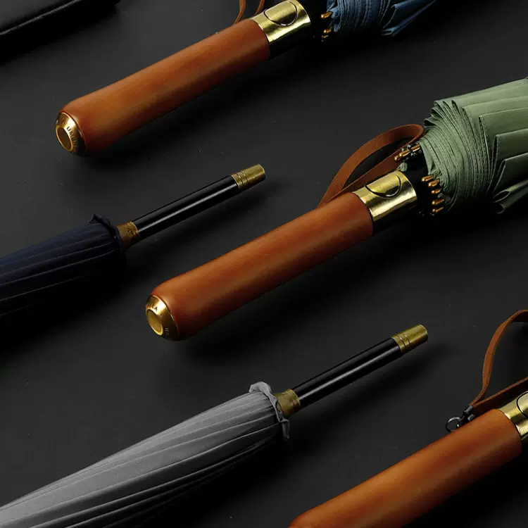 16骨实木柄高尔夫伞英伦男士雨伞商务礼品伞定制logo加大加厚伞骨