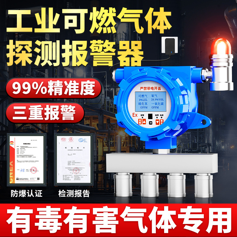 四合一气体检测仪有毒有害气体可燃气氧气氨气化工浓度探测报警器