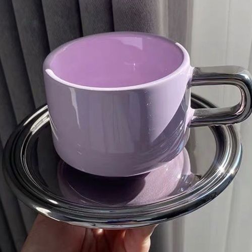 风高颜值撞色陶瓷咖啡杯子拿铁杯精致下午茶杯碟韩式珠光杯