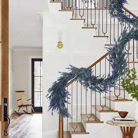 凯锦跨境仿真薰衣草藤条门挂餐桌装饰楼梯装饰婚庆用品拍摄道具