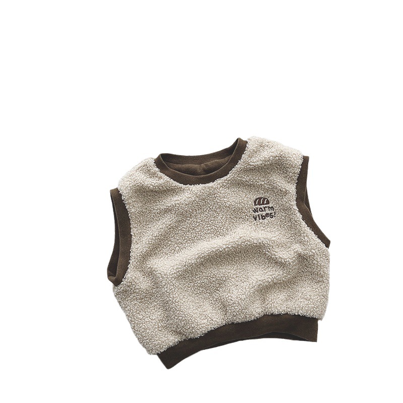Suave glutinoso niños color a juego chaleco forrado de lana invierno nuevos niños y niñas cálido chaleco bebé coreano japonés chaleco ropa de los niños