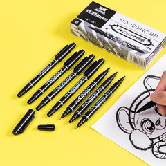 10-Pack Small Dual-Head Permanent Markers for Elementary Students, Water-Based Fine-Tip Drawing Pens for Children's Art, Black Outlining Pens