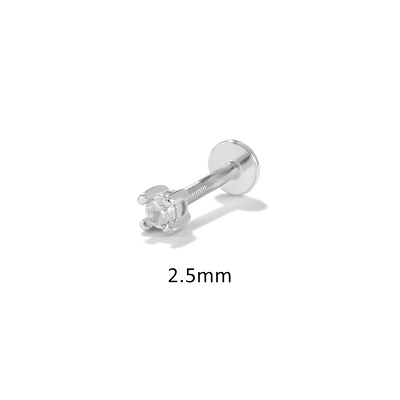Fashion Solid Color Sterling Silver Plating Inlay Zircon Ear Studs 1 Piece display picture 10