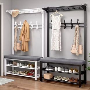 Shoe Changing Stool Household Multifunctional Light Luxury Coat Rack Porch Storage Rack Hanger Floor Standing Vertical Sitting Soft Bag Simple