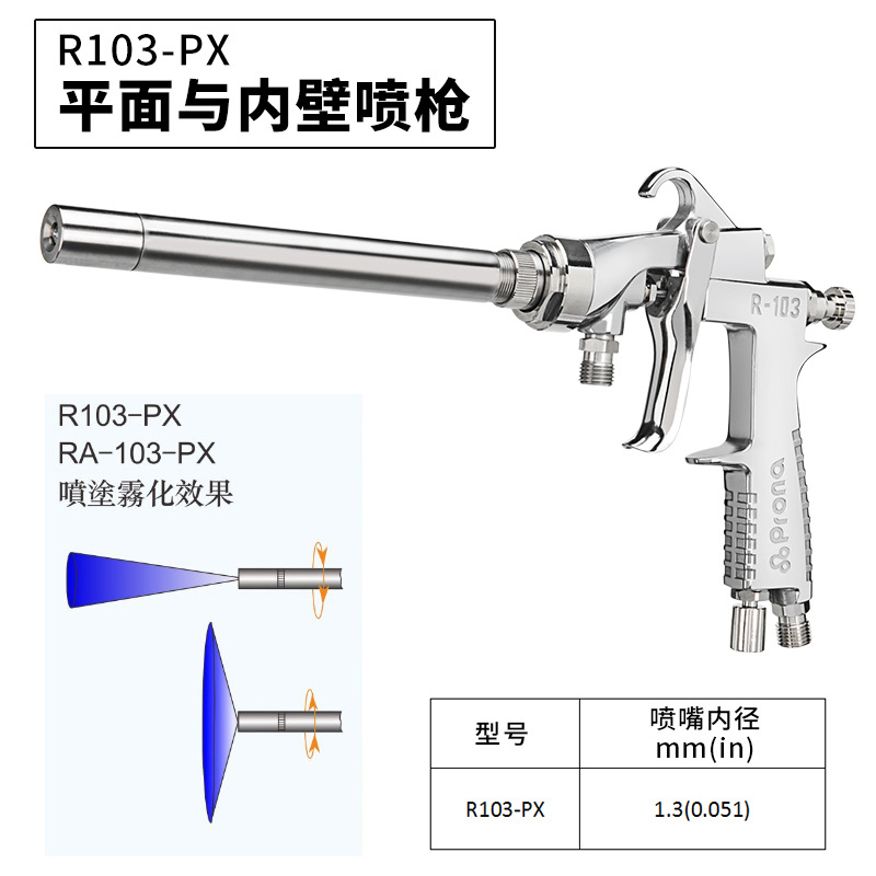 宝丽prona平面喷枪内壁喷枪R103-PX长杆油漆喷枪