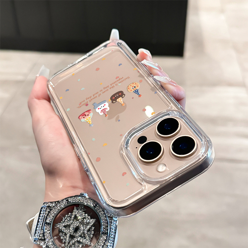 Suitable for Apple iPhone 16 Pro Max Case iPhone 15 Cute Ins High-End Cartoon Transparent Full Space Case