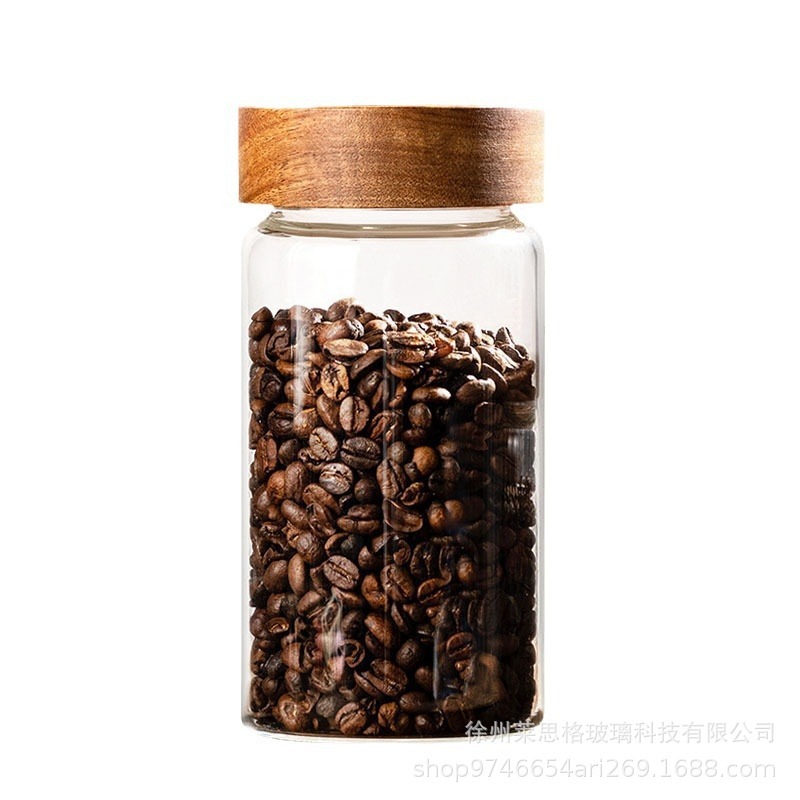 現物卸売りアカシア木ガラス密封缶食品級貯蔵タンク分注泡透明ガラス缶空瓶|undefined