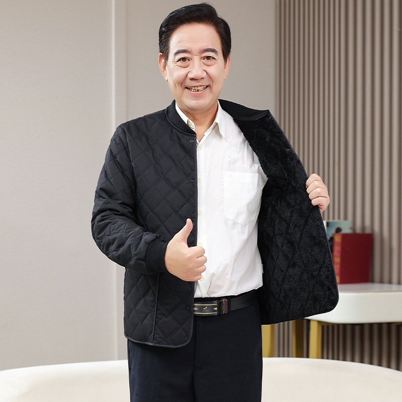 棉衣秋冬中老年宽松内胆新款棉服短款爸爸加厚保暖加绒男士棉袄外