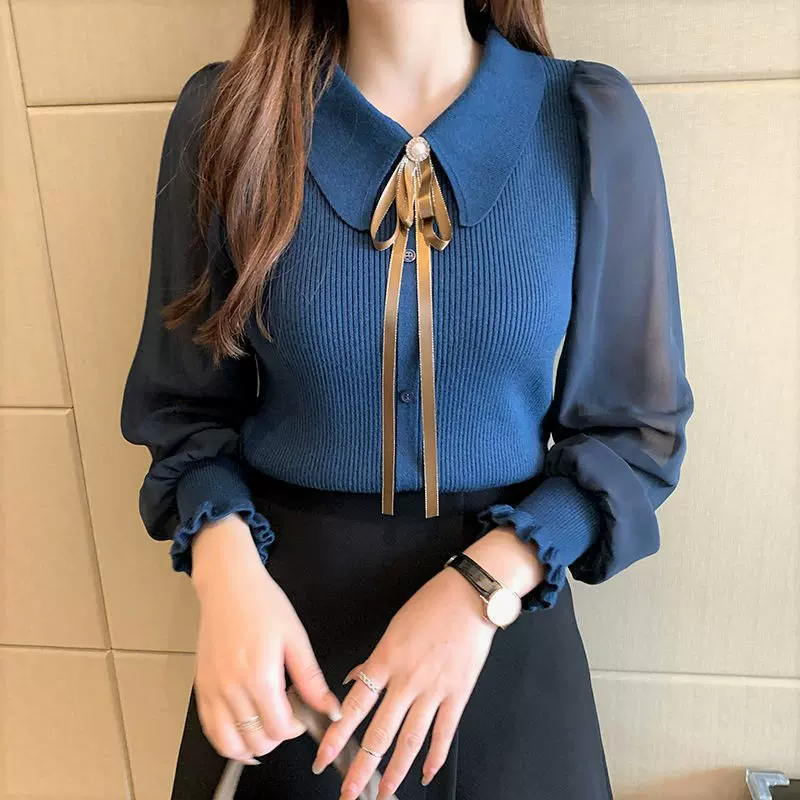 针织衫上衣女秋冬2025新款内搭韩版chic洋气超仙打底毛衣衫polo领
