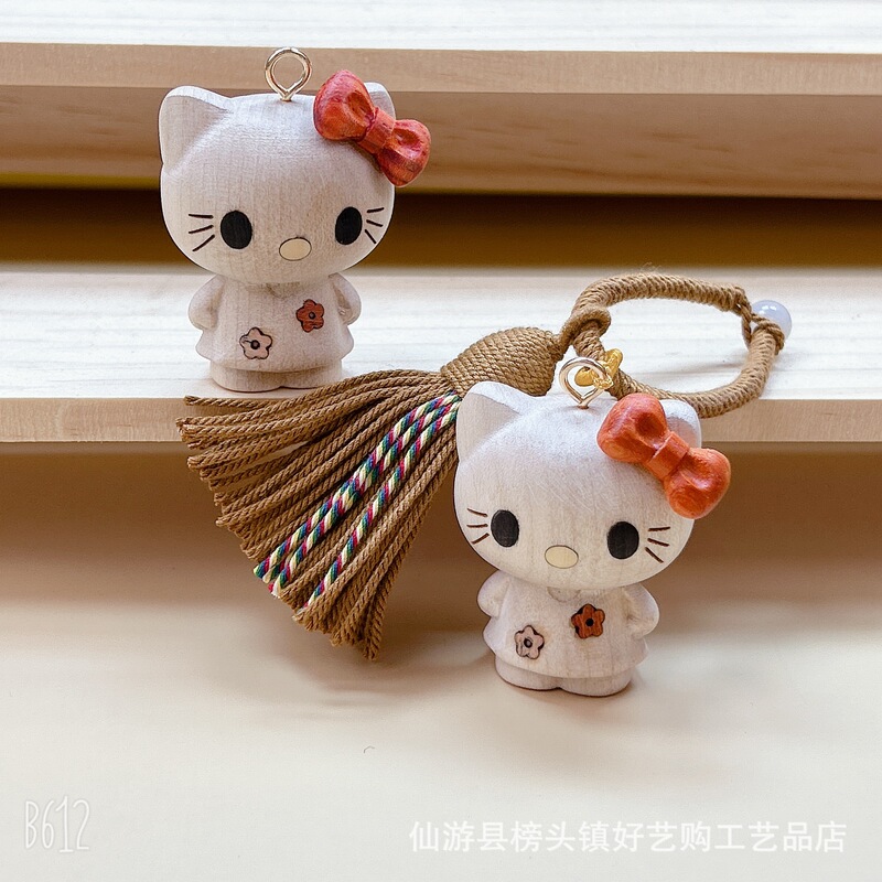 Factory Direct Sale Maple Wood Beech Wood Cartoon Cute Cat Hello Kitty Cat Pendant for Girls' Bag Decoration Factory Direct Sale Maple Wood Beech Wood Cartoon Cute Cat Hello Kitty Cat Pendant for Girls' Bag Decoration