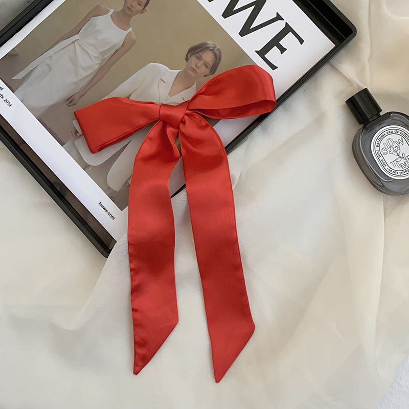 Pañuelo de seda de imitación, tira larga, sentido avanzado, nuevo estilo, color sólido, protección para el cuello, bufanda pequeña, bolsa atada, cinta para el cabello, diadema, cabello atado