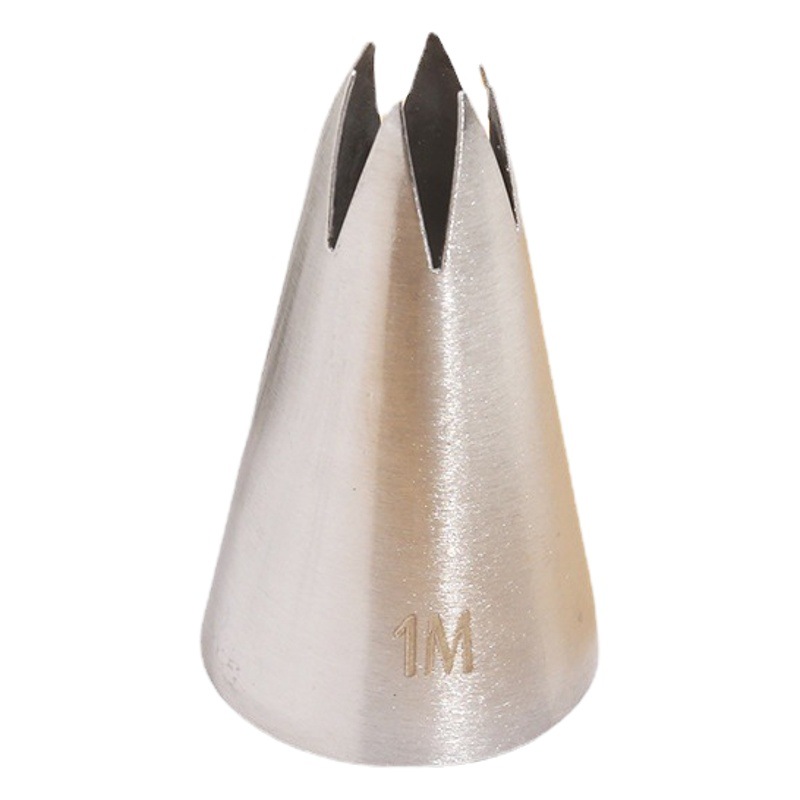 1m # Straight 6-Tooth Decorating Nozzle 304 Stainless Steel Rose Snow Top Cream Cake Decorating Baking DIY Tool Medium Size