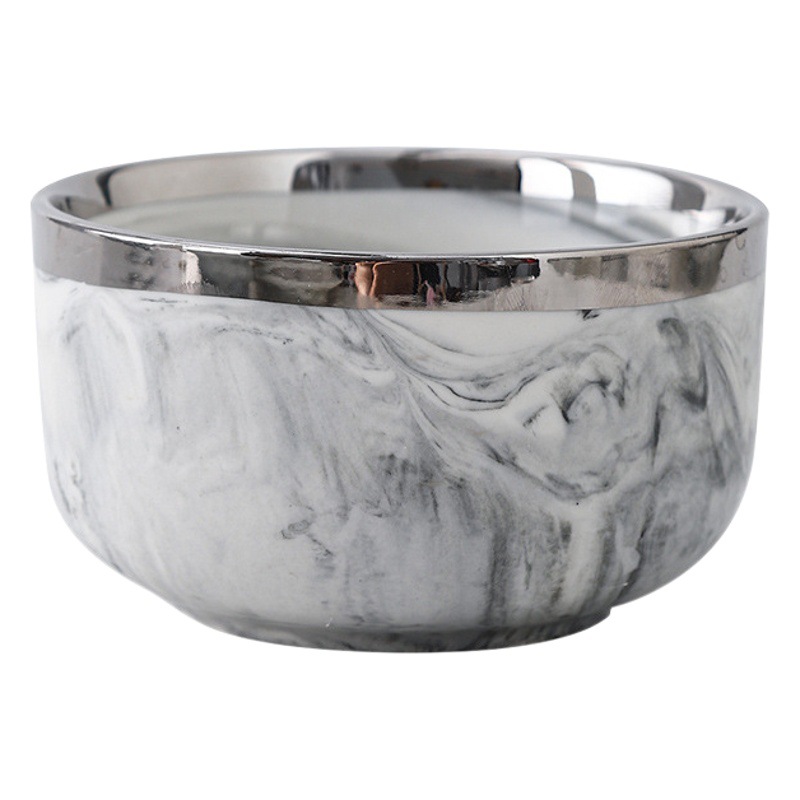 Luz de lujo de moda Borde de plata vajilla traje combinación simple mármol Hotel hogar plato nuevo vajilla de cerámica