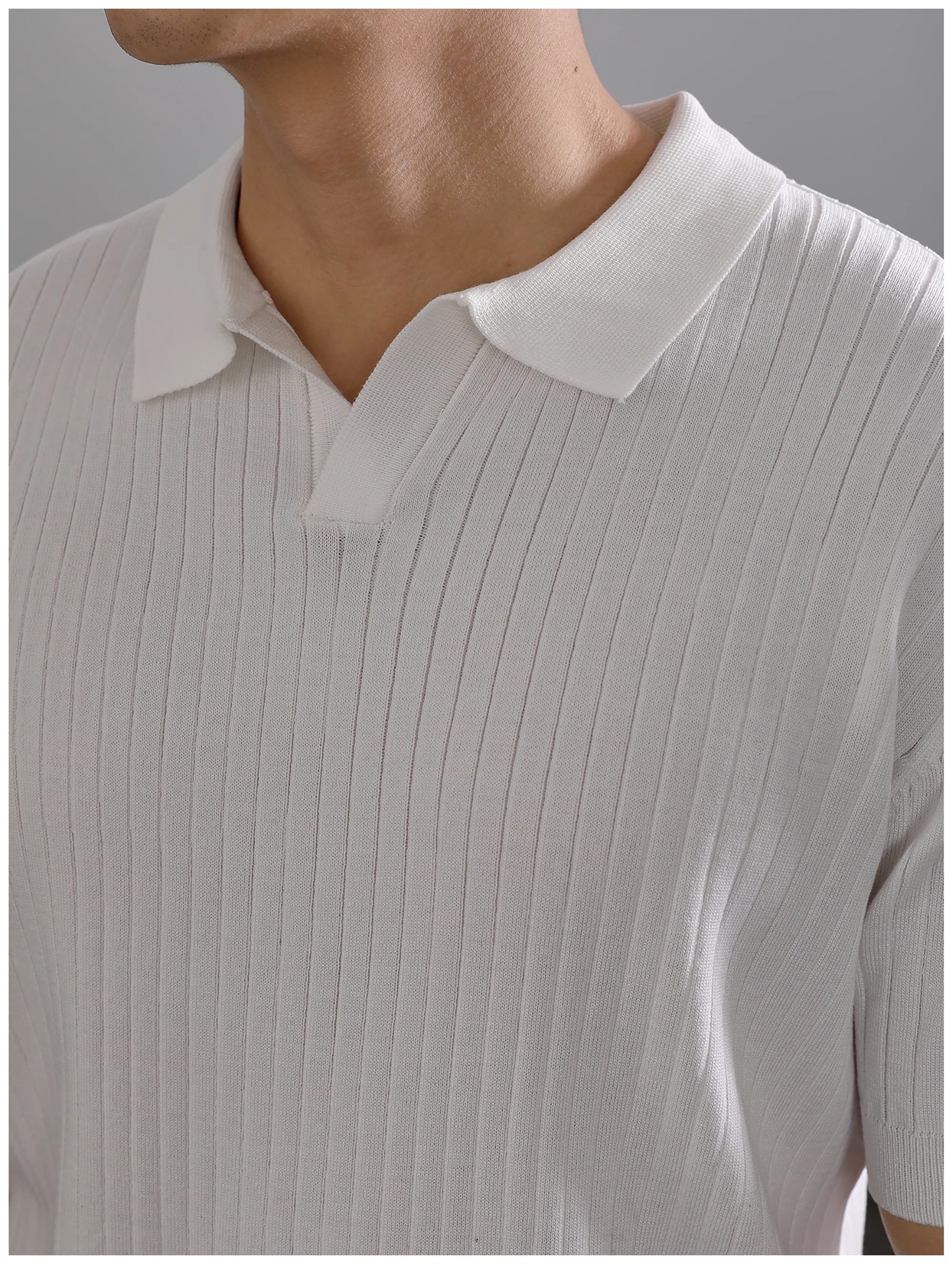 Herren Polo Shirt Strick Kurzarm Gestreift Aus Eisseide_voghion.com