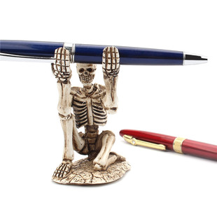 Cross-Border Ins Style Skull Pen Holder Creative Desktop Storage Rack Skull Decoration Stationery Resin Ornaments Storage Wholesale