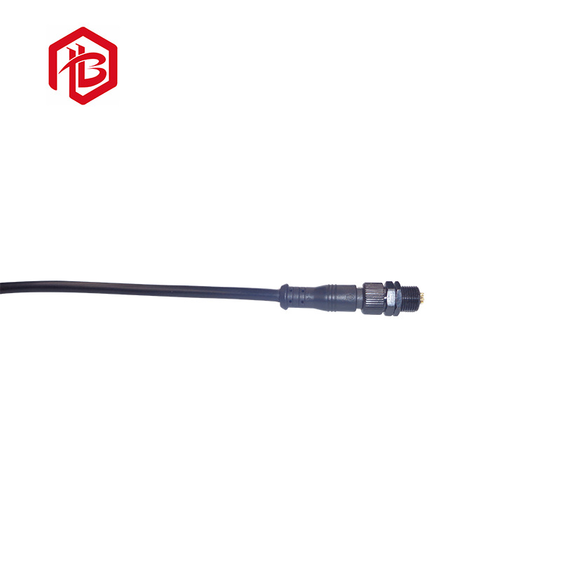 M12金属头2芯船舶航空汽车传感器信号对接防水连接线公母对接插头