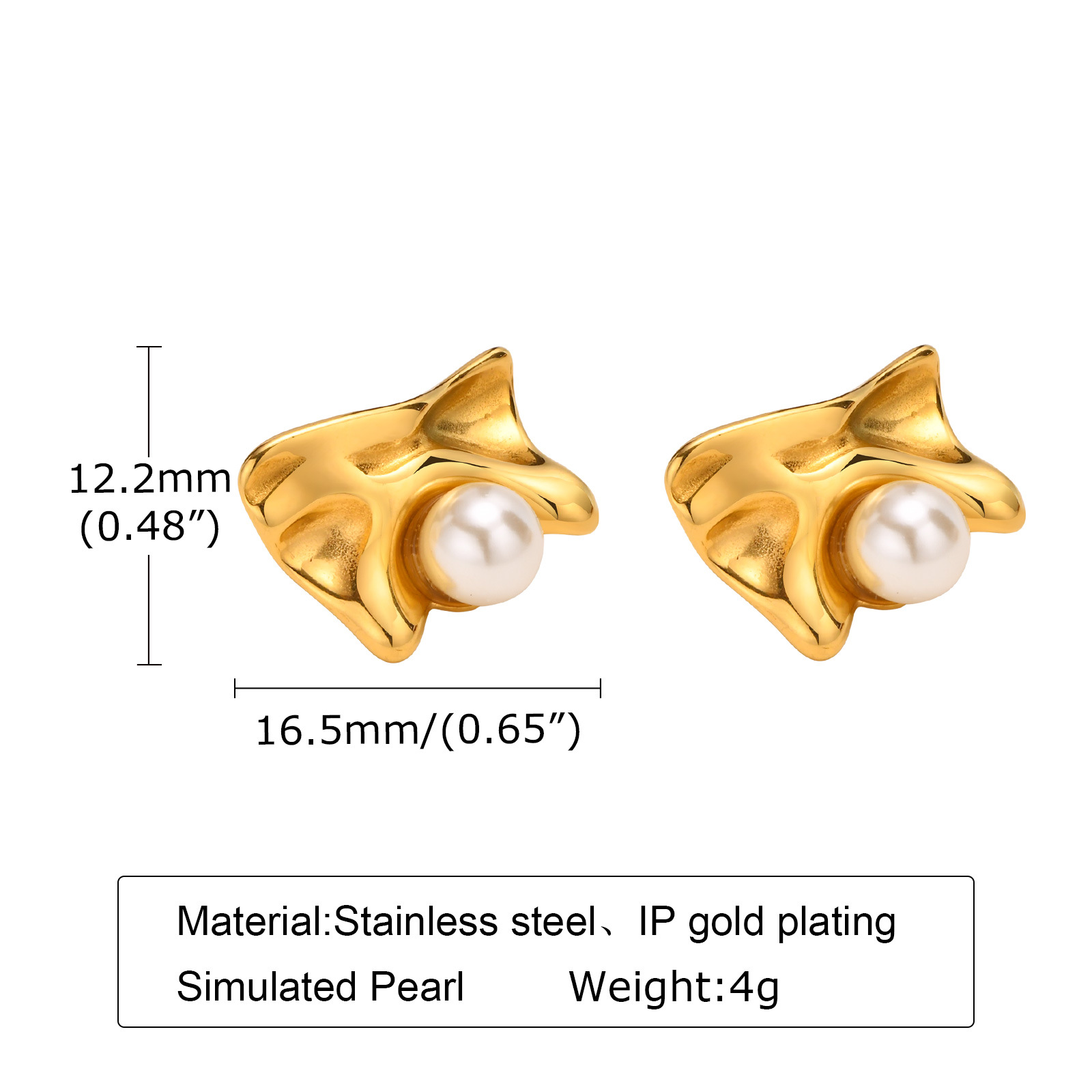 Fashion Geometric Stainless Steel Plating Artificial Pearls Ear Studs 1 Pair display picture 1