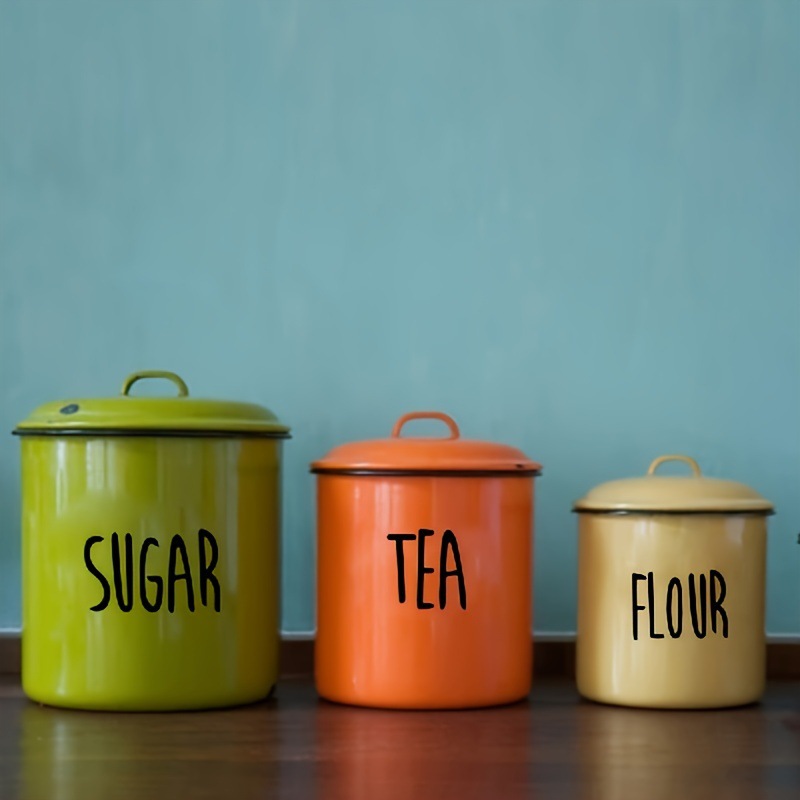Sugar, coffee, tea powder label stickers for kitchen wall, spice jars, and cup decoration
