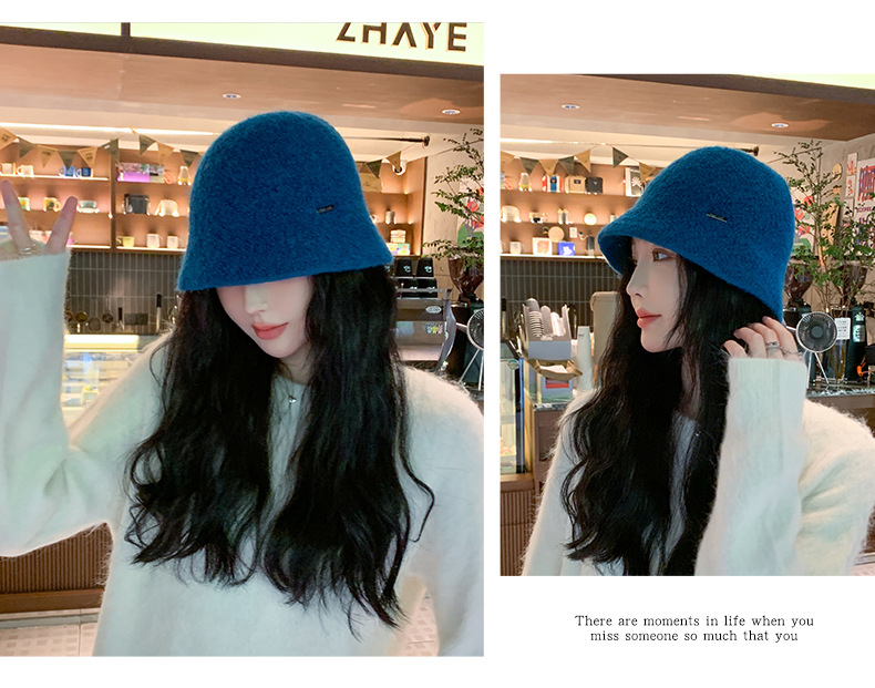 New Autumn and Winter Solid Color Wool Bucket Hat for Women's Outdoor Leisure Travel Korean Edition Showcase Face Small_voghion.com