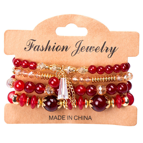 Cross-border best-selling Bohemian multi-layer crystal temperament bracelet exotic style set jewelry for women fashionable accessories
