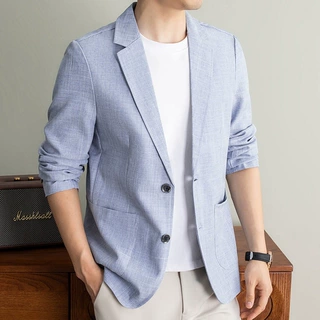 2026夏季新款亚麻男士休闲西装商务薄款纯色防晒西服外套男上衣