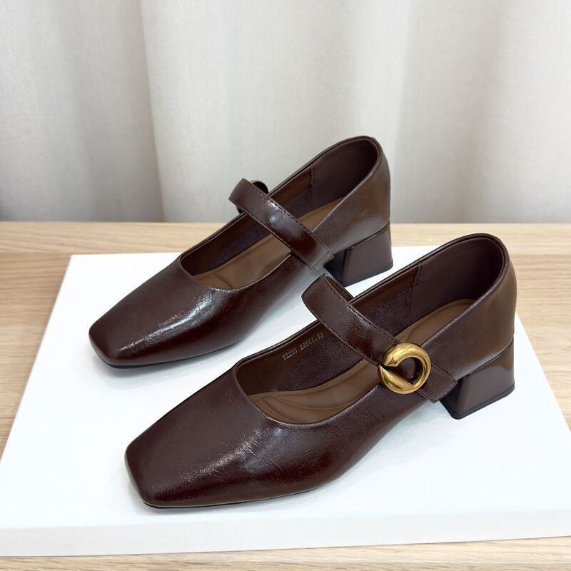 Square-Toe Mary Jane Shoes with Buckle for Women, 2026 Autumn New Style, Perfect for Pairing with Skirts, Chunky High Heels, Stunning Shallow-Mouthed Single Shoes Square-Toe Mary Jane Shoes with Buckle for Women, 2026 Autumn New Style, Perfect for Pairing with Skirts, Chunky High Heels, Stunning Shallow-Mouthed Single Shoes