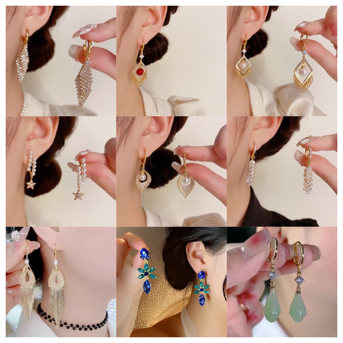 Korean fashionable trend design earrings with bow with tassels