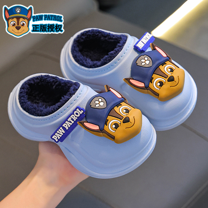 Zapatillas de algodón para niños de invierno para niños, niñas y niños, calentamiento de terciopelo impermeable, zapatos de talón de algodón para niños