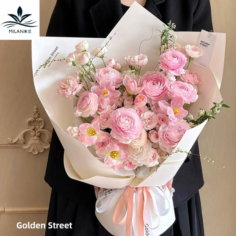 免裁切小款风华纸纯色花束包花纸防水木棉纸花艺鲜花包装纸艺术纸