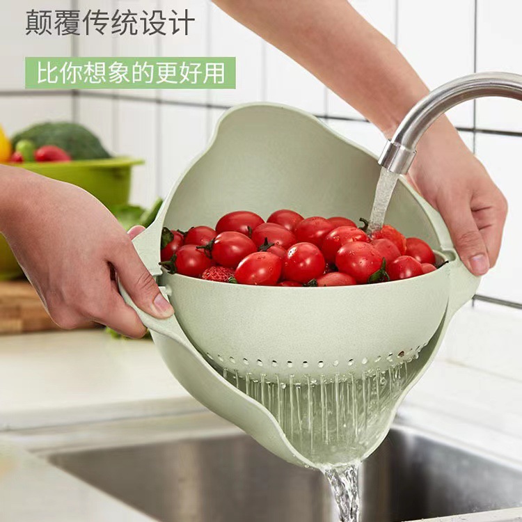 洗菜水果淘米洗米篩漏塑料籃旋轉雙層加厚瀝水籃果盤廚房盆