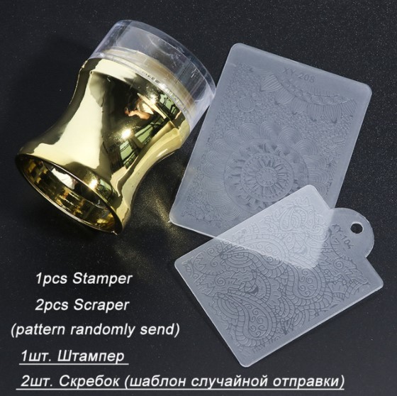 Transfronterizo nuevo sello de silicona de uñas galvanoplastia grande cabeza de impresión transparente completa 3,8 cm con tapa herramienta de impresión DIY