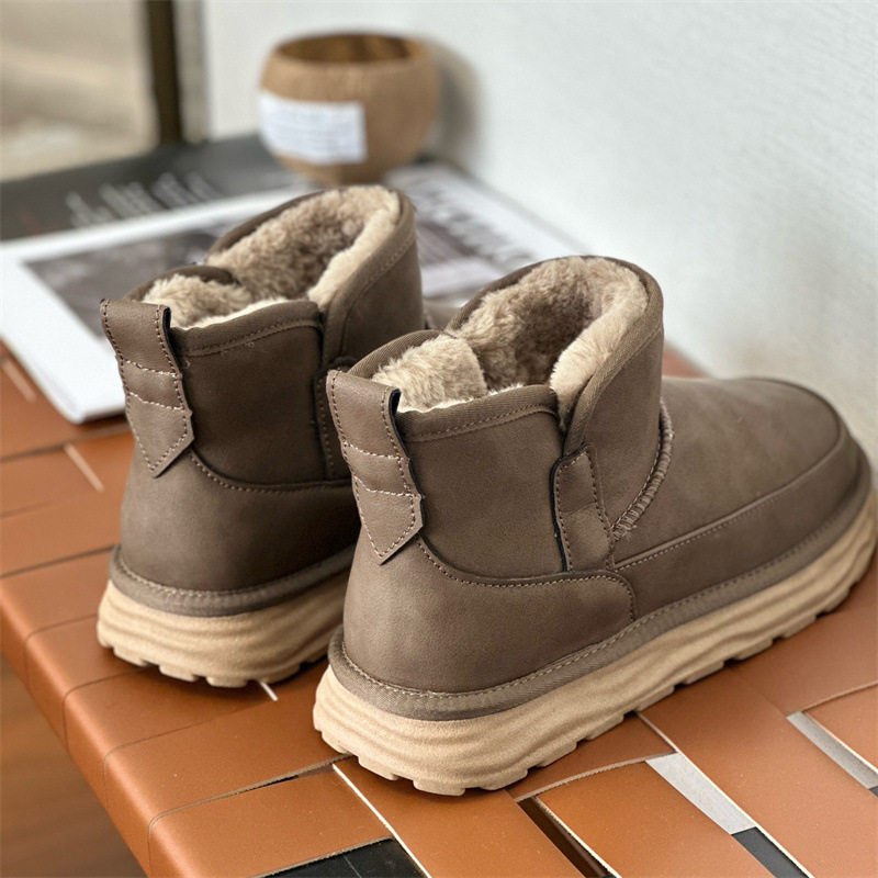 Giày bốt tuyết nam cổ thấp lót lông giữ ấm, đế dày chống trượt, kiểu dáng bánh mì dễ xỏ chân — YC-ASAS kaki, YC-ASAS màu xám, YC-ASAS màu đen chi tiết 2