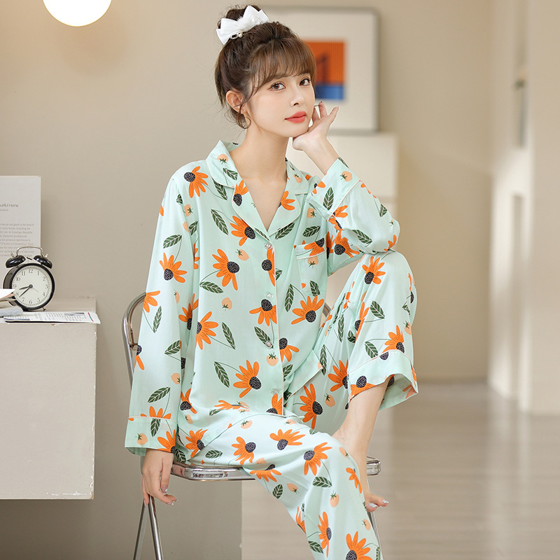 女性用夏の綿シルクパジャマ、長袖、薄手のホーム服、通気性、吸汗性、柔らかい綿シルク、大きいサイズのスーツ、ドロップシッピング|undefined