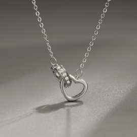 一米珠宝钛钢心心相印项链轻奢气质高级感时尚百搭双环爱心颈链