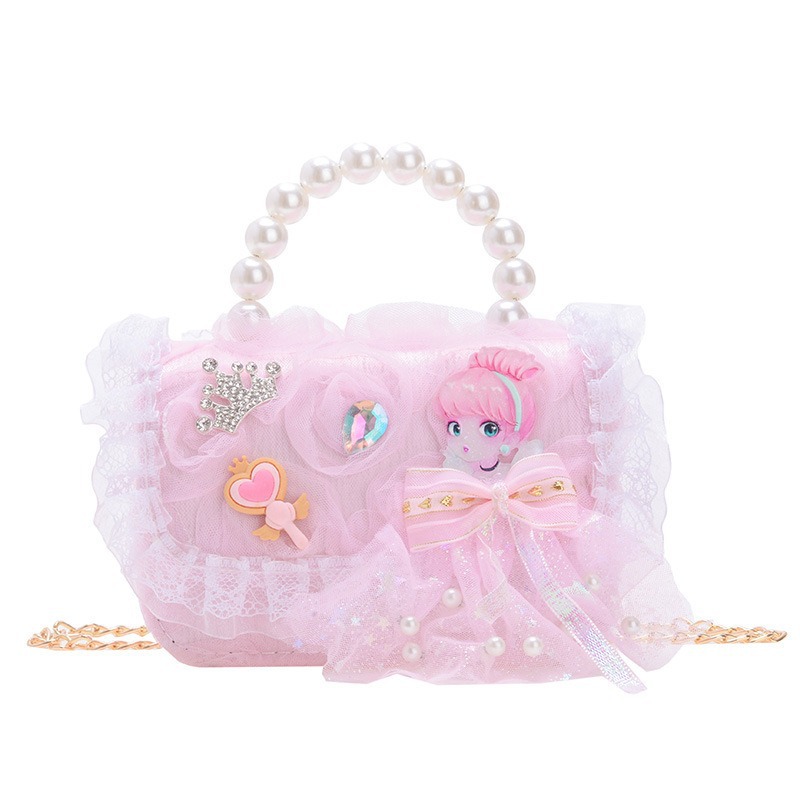 Bolsos infantiles de moda extranjera arco de perla bolsos de mano princesa bolsos de hombro cadenas de moda