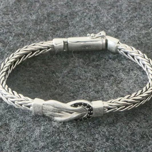 国潮首饰s925银手工编织手链民族风复古大气质感个性潮男饰品手环