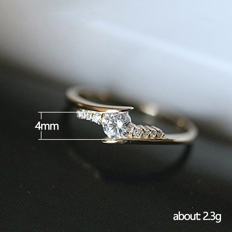 5g Weight Gold Plated Plating Material Zircon Inlay Material Fashion Women's Twisted Cross Winding Zircon Ring Copper Simple
