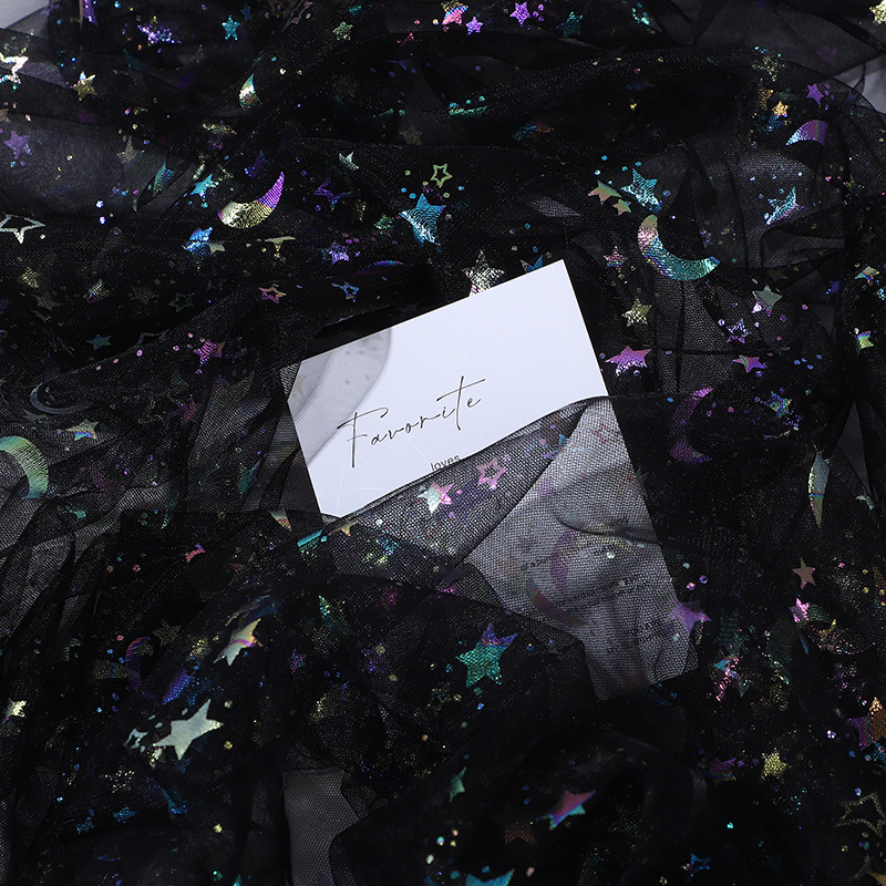 幻彩星月纱烫金网布童装女装服装辅料DIY手工网纱头纱仙气网纱软