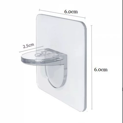 Nail‑free shelf support bracket, transparent plastic triangle plate, sizes 6–7 cm, adhesive fixings