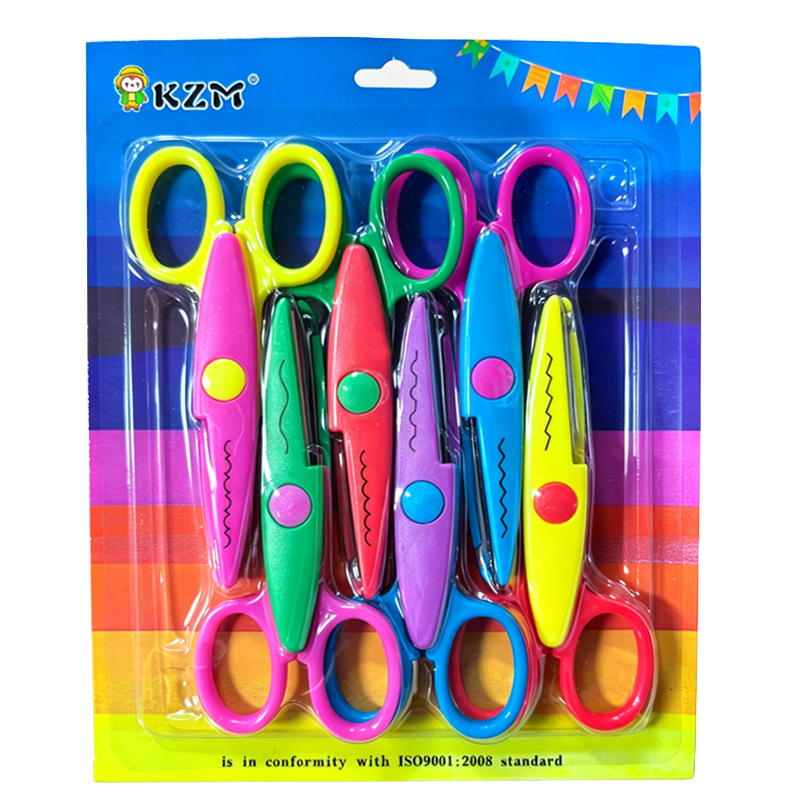 Children's Wavy Edge Scissors for Elementary Students, Plastic, Safe, Won'T Hurt Hands, Art Class DIY Tools for Paper Cutting
