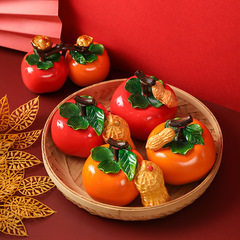 Peach Blossom Good Fortune Creative Color-Changing Persimmon Peanut Tea Pet Exquisite Ornament Can Be Cared For, Played With, Tea Plate Decor, Tea Set Accessory