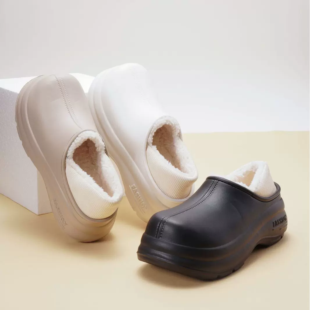 2025冬季时尚厚底防水棉鞋女外穿网红加绒保暖雪地靴包跟防滑拖鞋