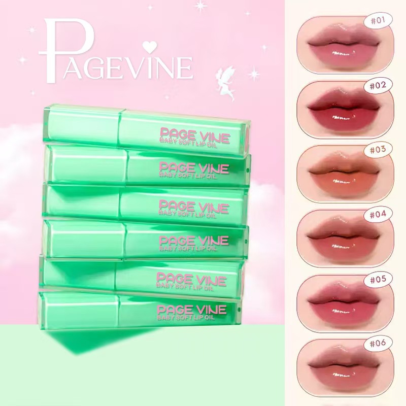 PÁGINA transfronteriza menta verde tubo cuadrado esmalte de labios Dudu lápiz labial espejo brillo de labios color fácil de colorear comercio exterior duradero