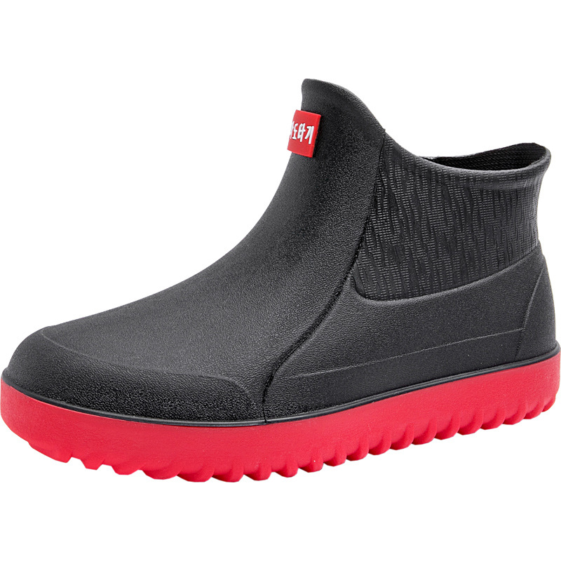 Southeast Asian Men's Rain Boots, Short-Height Outdoor, Cross-Country, Fishing Shoes, Waterproof Rubber Boots for Kitchen Work, Slip-Resistant and Wear-Resistant.