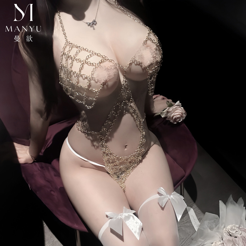 European and American Cross-Border Sexy Intimates Sun Claw Chain Mesh Rhinestone Chest Chain Women's Beach Diamond Bikini Set B-6
